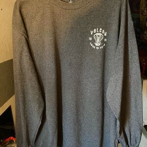 “Volcom 1991” Charcoal Heather Long sleeve Tee/ heavy cotton T-shirt Fabric